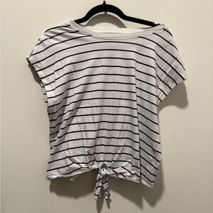 Madewell Striped Tie-Front Women's Top - White with Black Stripes